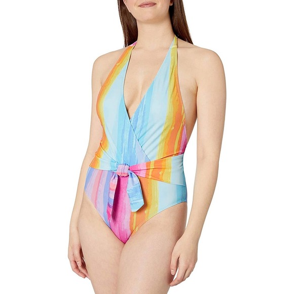 Rachel Roy Women's Wrap Belted Halter One Piece Swimsuit NWT Medium - Picture 1 of 3